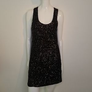 Alice and Olivia black sequin sparkle mini dress